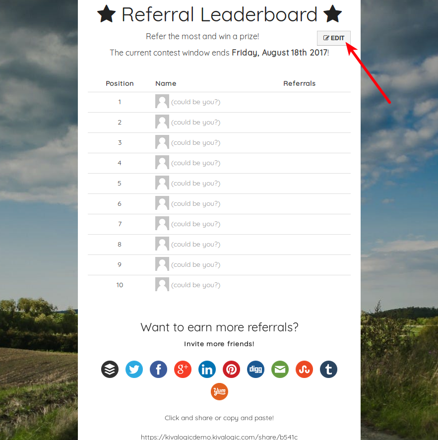 Enabled Referral Leaderboard Screenshot