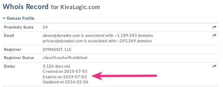 Kiva Logic domain registration