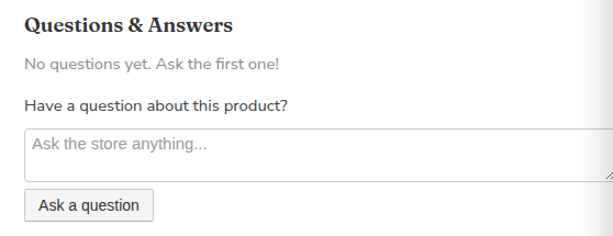 The product Questions and Answers section
